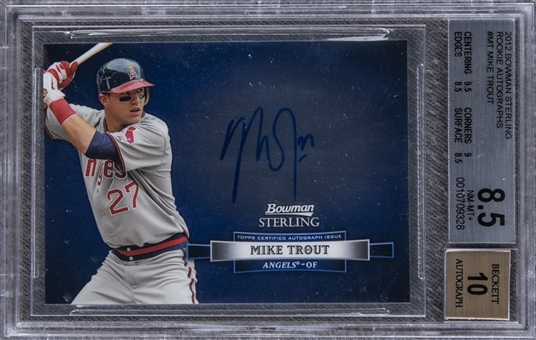 2012 Bowman Sterling "Rookie Autographs" #MT Mike Trout Signed Rookie Card - BGS NM-MT+ 8.5/BGS 10